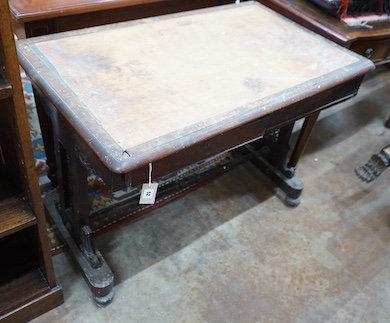 A Regency rosewood rectangular writing table, width 99cm, depth 60cm, height 74cm